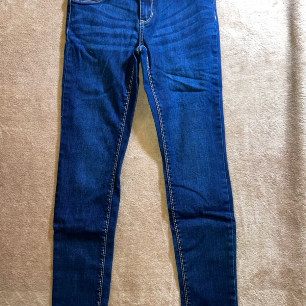 Jordache Girls 12 Blue Denim Dark Wash Super Skinny Slim Stretch Casual Jeans